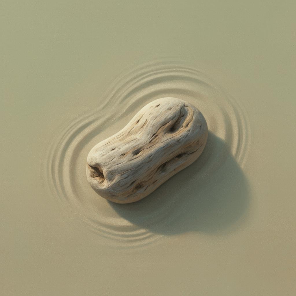 Driftwood stone with a single ripple